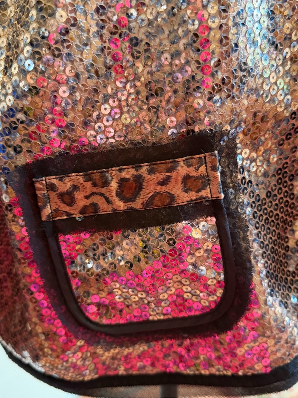 Chicos Jacket Women Large Shyanne Sequin Cheetah Holiday Shiny Black Gold Sz 2 - Picture 6 of 9